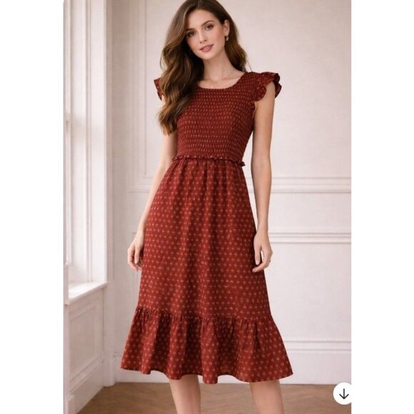 Vineyard Vines Dresses & Skirts - Vineyard Vines Floral Smocked Ruffle Feminine Clean Girl Dress L Cottage